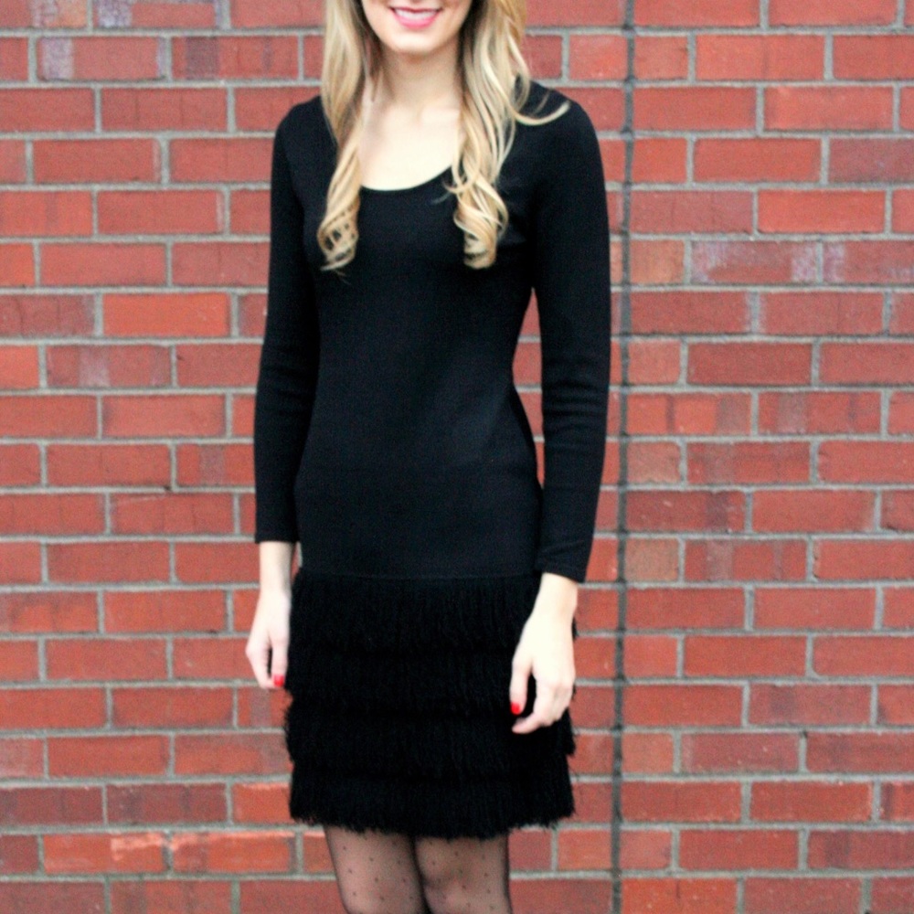 Calvin Klein shag fringe sheath dress